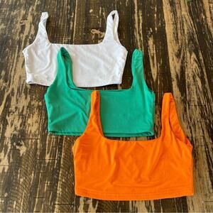 BUNDLE - 3 White Green Orange Crop Top - MEDIUM
